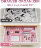 4-Sizes plastic drawer organizers set for vanity makeup desk and bathroom storage, 25 PCS