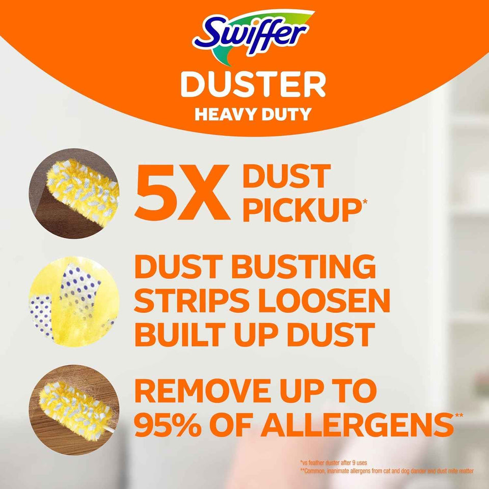 Swiffer Heavy Duty 3 ft Extendable Handle Duster Starter Kit with Lock Dust Refills Included