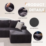 Hobestluk 96” Modular Sectional Sofa Couches L-Shape Couch 3 Seat Modular Sofa Memory Foam Sectional Couches for Living Room, Cloud Couch with Oversized Chaise (Grey, Stripe (Right Facing Chaise))