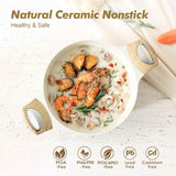 SENSARTE Ceramic Nonstick Stock Pot with Lid, 2.6/4.5/6.6/8.5 QT, PFOA PFAS PTFE Free, Induction Compatible, White, Large Cooking