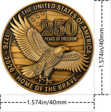 USA 250th Anniversary Commemorative Zinc Alloy Coin - United States of America Liberty & Courage 1776-2026