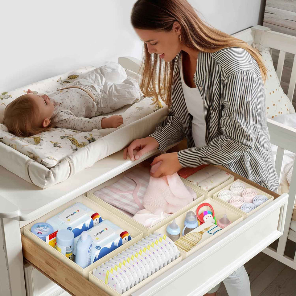 DIMJ Drawer Organizer Clothes: 12-Pack Foldable Closet Organizers for Nursery, Baby Clothes, Underwear, and Socks