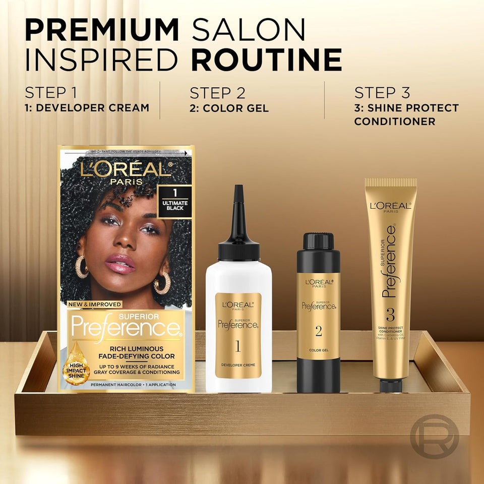 L'Oreal Paris Superior Preference Luminous Fade-Defying Permanent Hair Color, Hair Dye For Up to 9 Weeks of Radiance, Natural Blonde 9, 1 Hair Dye Kit