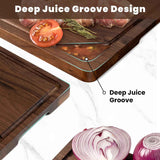 Heimlove Walnut Wood Cutting Board for Kitchen, 24"x18" Reversible Wooden Chopping Board with Deep Juice Grooves and Handles, Natural Walnut Wood Cutting Board for Chopping, Cheese, Vegetables