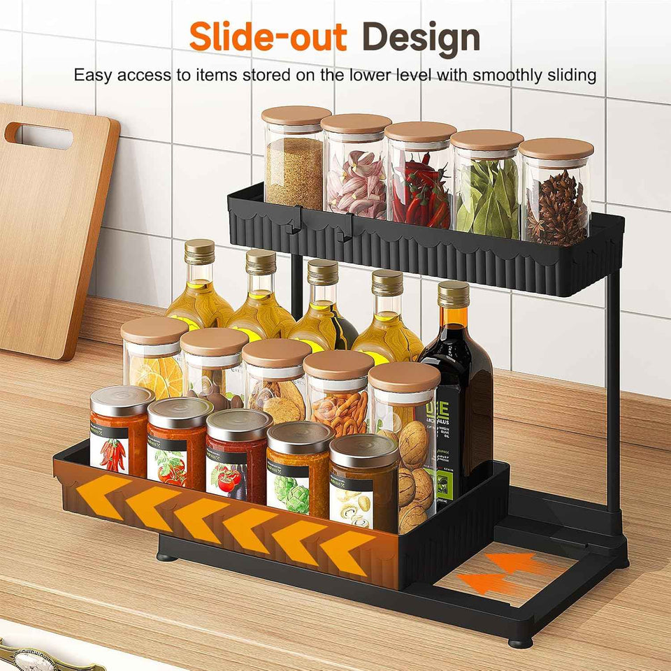 3 Pack L-Shaped Under Sink Organizer with Hooks and Hanging Cup, Black, 2026 Model