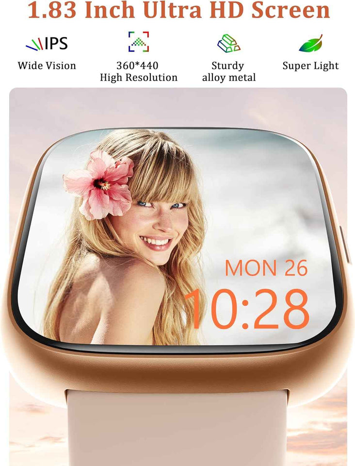 lodimeke 44mm smartwatch with alexa alexa built-in, heart rate, ip68 waterproof for women and men