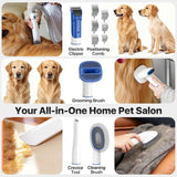 Dog Grooming Kit with Vacuum, 15000Pa Pet Hair Clipper and Shedding Brush, 50dB Low Noise, 2L Capacity, White