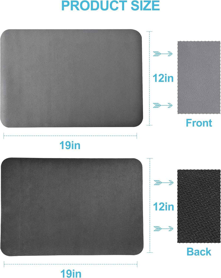 Dish Drying Mat for Kitchen Counter, 12"x19" Dish Drying Pad with Non-slip Rubber Backed, Hide Stain Anti Absorbent for Kitchen Counter, Drying Mat for Coffee Machine Dish Rack (Grey)