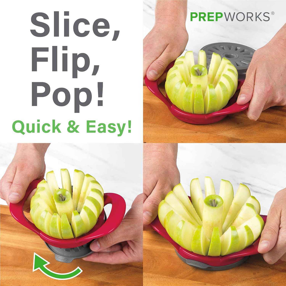 PrepWorks 16-Slice Dishwasher Safe Apple Slicer and Corer with Safety Cover for Quick and Easy Food Prep