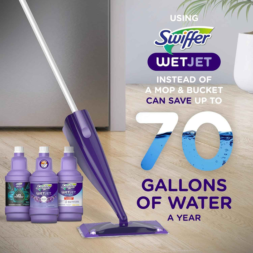 swiffer wetjet multi-surface floor cleaner with febreze refill 1.25 liter pack of 2