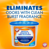 Arm & Hammer Clean Burst Moisture Absorber and Odor Eliminator Tubs, 14 oz, 3 Pack, Attract and Trap Excess Moisture, Eliminate Musty Odors, Convenient and Effective, White