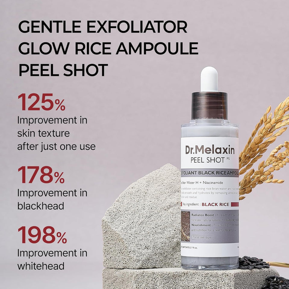 Dr.Melaxin peel shot glow black rice peeling ampoule 80ml gentle exfoliating korean skincare