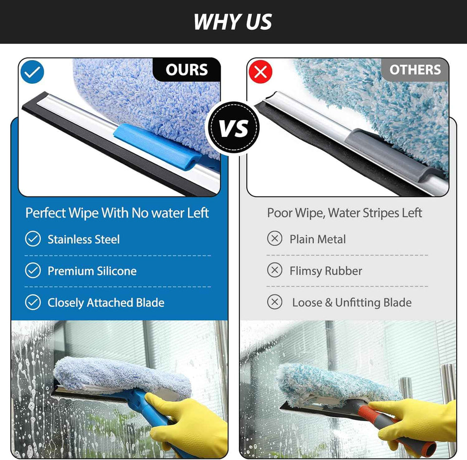 vitever professional 69'' window cleaner tool with extension pole and rotating head for easy window cleaning