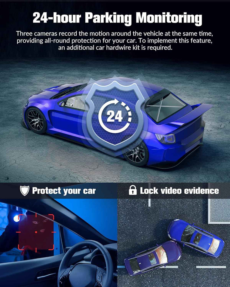 Dash Camera for Cars,4K Full UHD Car Camera Front Rear with 32GB Card,Built-in Super Night Vision,2.0'' IPS Screen,170°Wide Angle,WDR, 24H Parking Mode, Loop Recording.