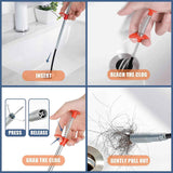 35.5inch Drain Clog Remover, 25inch Drain Snake Hair Remover & Cleaning Brush, 9 Pack Hair Catcher Drain Auger Cleaner Tool Set