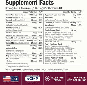 Multivitamin for Women with Methylated Vitamins and Chelated Minerals for Energy, Focus and Immune Health – Premium Daily Womens Multivitamins & Multiminerals – 60 Capsules
