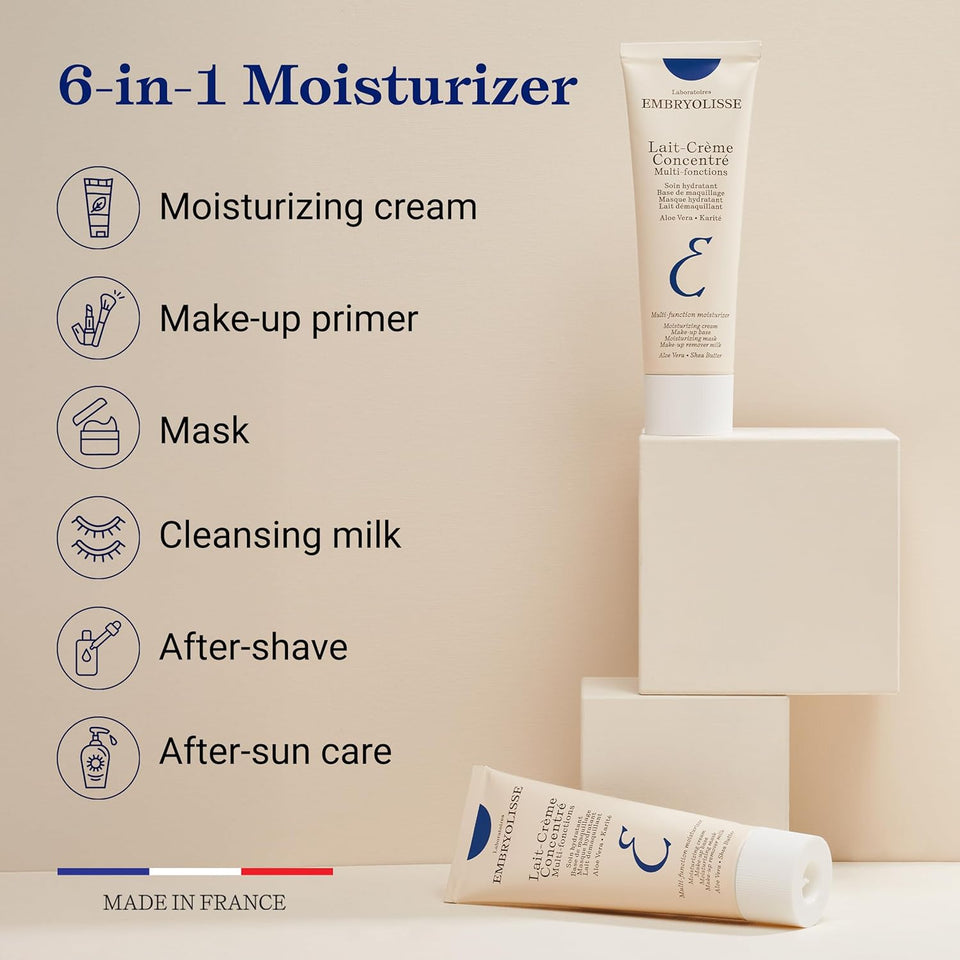 Embryolisse Lait-Crème Concentré, Multifunction Daily Face Moisturizer and Makeup Primer, Suitable for All Skin Types. French Face Cream With Shea Butter & Aloe Vera