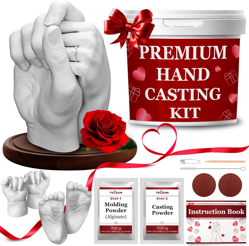 TECEUM Hand Casting Kit – Unique Gift for Babies & Adults – Ideal DIY Gift for Your Loved Ones, Couples, Family – For Wedding, Anniversary, Baby Shower, Mother’s Day, Christmas – Romantic Gifts – Kit1