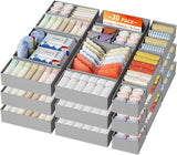 DIMJ Drawer Organizer Clothes, 12 Pack Dresser Organizer, Foldable Closet Organizers and Storage, Fabric Dresser Bins, Drawer Dividers for Nursery, Baby Clothes, Underwears, Sock (Beige)