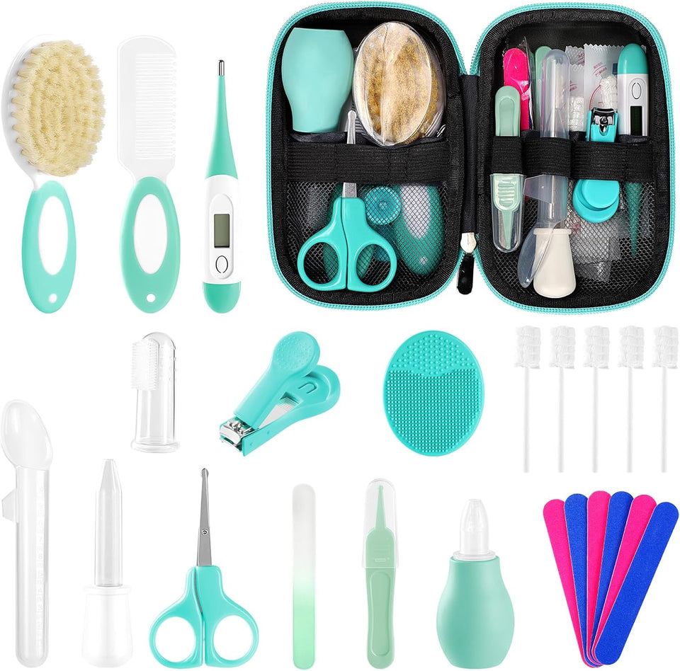 POPYJAN 24PCS Baby Grooming & Health Kit, Newborn Nursery Health Care Set, Baby Care Product, Grey White