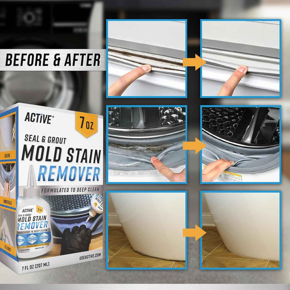 ACTIVE Mold Stain Remover Gel Cleaner - Heavy Duty Stain Removal for Front Loader Washing Machines, Bathrooms, and More