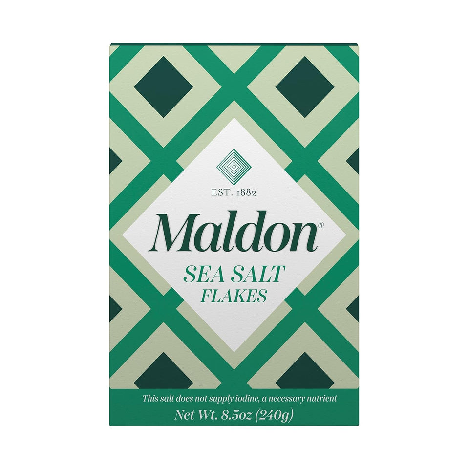 Maldon Sea Salt Flakes 8.5 oz (240 g) pyramid shaped gourmet salt perfect for various dishes