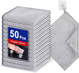12 PCS 3-Layer Non-Scratch Multipurpose Steel Wire Dishcloths - Reusable Quick-Dry Odor-Free Scrub Cloths for Dishes, Kitchen Cleaning Cloths for Cookware, Sinks, Stove Tops(7.87X7.87)