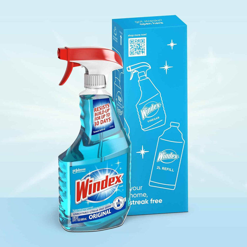Windex Original Glass Cleaner Spray Bottle, 23 Fl Oz, Streak-Free Shine, Original Blue Scent
