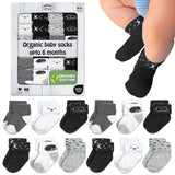 Mother's Choice Organic Cotton Baby Socks 0-6 Months, 12 pairs, Soft, Cozy, and Gentle Socks for Infants Girls and Boys