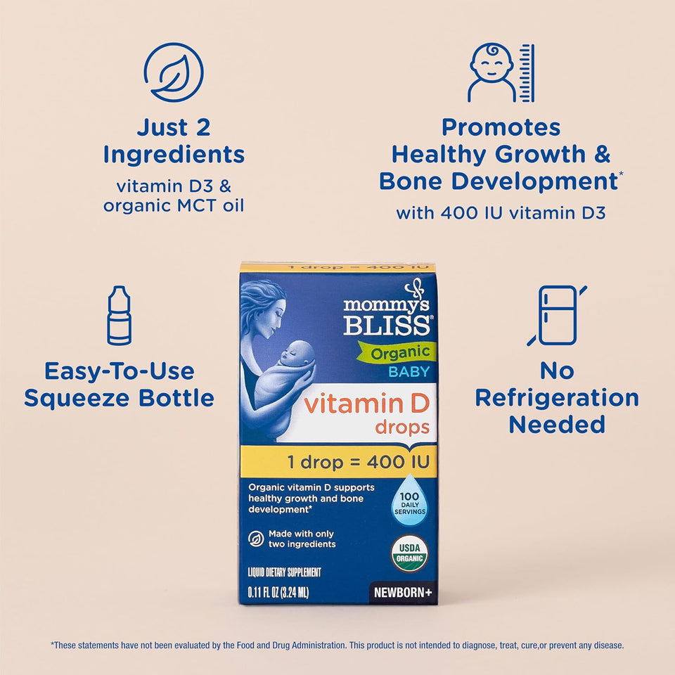 Mommy's Bliss Organic Drops No Artificial Color, Vitamin D, 0.11 Fl Oz