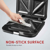 Elite Gourmet ESM2207XSS Sandwich & Panini Maker - 2-Slice Nonstick Grill for Grilled Cheese, Omelets & Tuna Melts, 750W Stainless Steel