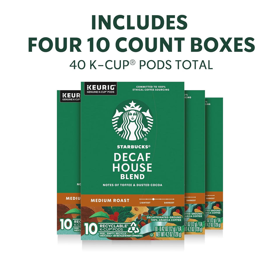 starbucks decaf house blend medium roast keurig coffee pods 40 count box