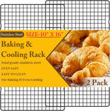 2PCS Cooling Racks for Cooking and Baking - 10" x 15"Heavy Duty Stainless Steel Wire Rack for Baking, Grilling, Roasting - Oven & Dishwasher Safe - Fits Jelly Roll Sheet Pan-Silver