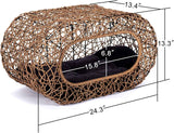 Fun Stackable Cat Condo for Indoor Cats - Interactive Play Faux Rattan Cat House for Indoor Cats Kitty, Pet Friendly Top/Side House Entry, Cat Bed Enclosed