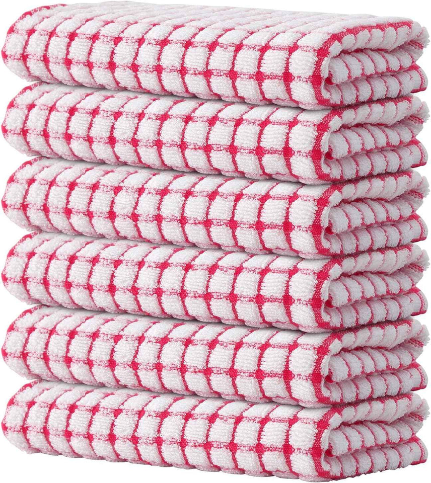 Kitinjoy Cotton 8 Pack Terry Kitchen Dish Cloths, 12 x 12 Inches Super Soft and Absorbent Dish Rags, Quick Drying Dish Towels for Washing Dishes, Mixed Color