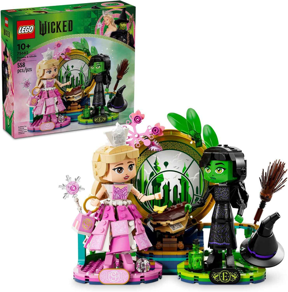 LEGO Wicked Elphaba & Glinda Figures 75682 - Buildable Wicked Dolls for Kids, Girls & Boys Age 10+
