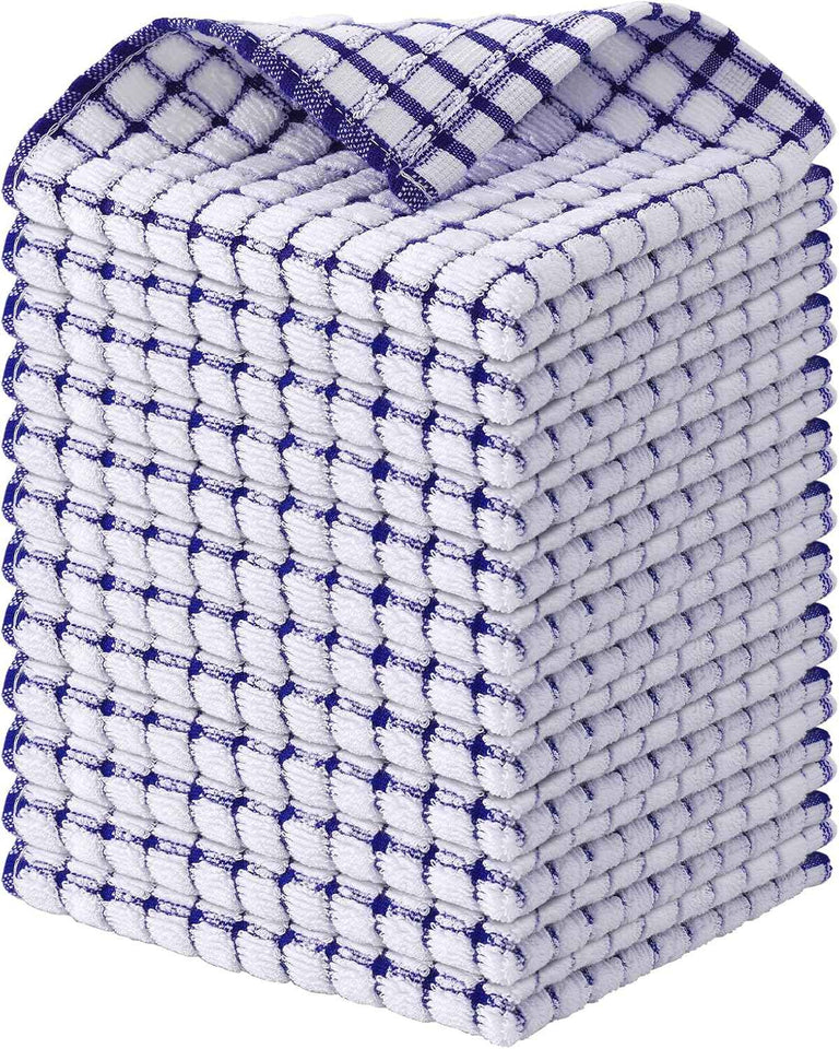 Kitinjoy Cotton 8 Pack Terry Kitchen Dish Cloths, 12 x 12 Inches Super Soft and Absorbent Dish Rags, Quick Drying Dish Towels for Washing Dishes, Mixed Color