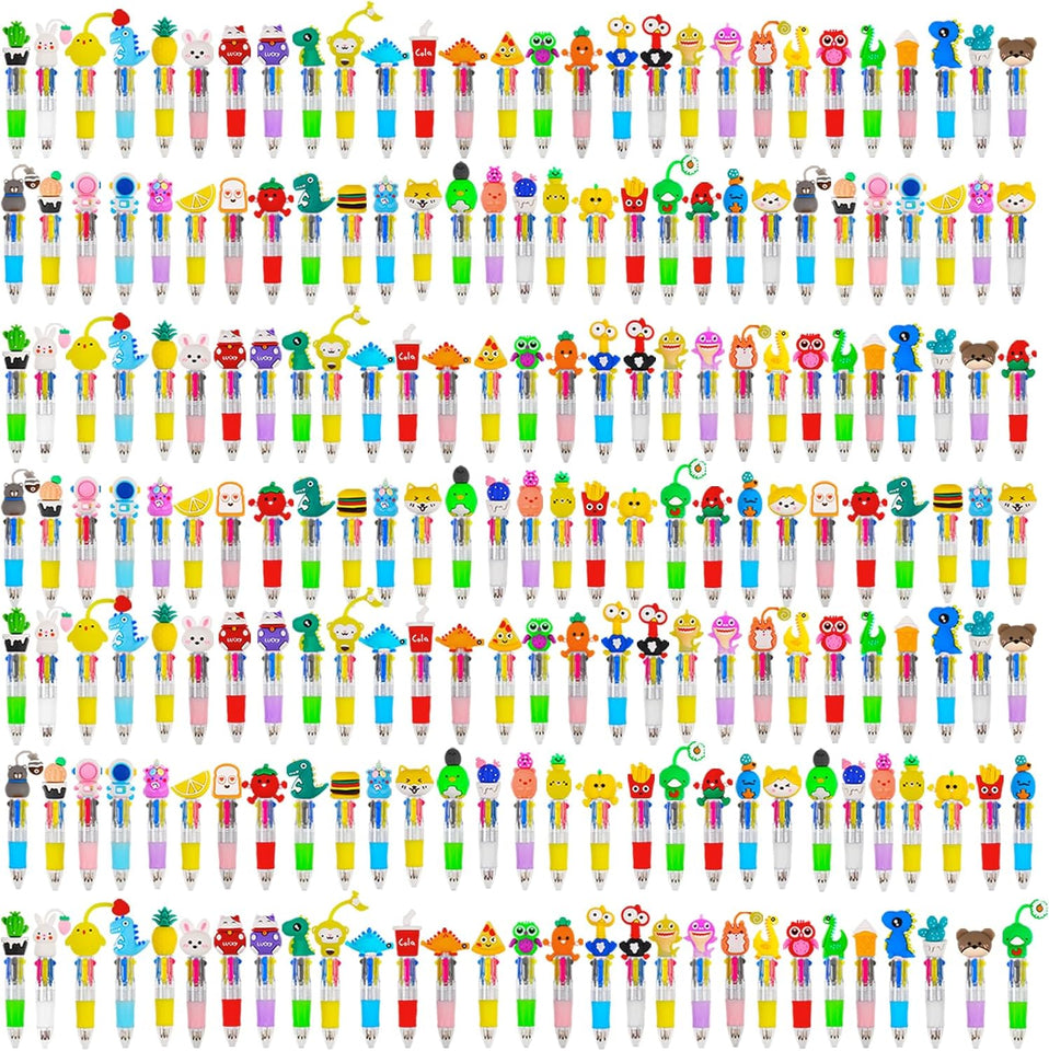cZWZ 20Pcs Mini Multicolor Pens 4-in-1 Cute Ballpoint Pens for Kids Birthday Party Favors Gifts Teacher Supplies