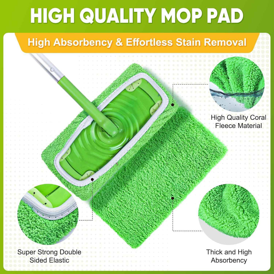 Coral Fleece Reusable Mop Pads 6-Pack for Sweeper Mop - Washable Refills