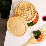 Joyce Chen 2-Tier Bamboo Steamer Baskets, 10-Inch, Non-Stick, Stackable, Easy to Clean, Perfect for Dumplings and Vegetables