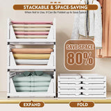 SNSLXH 5 Pack Stackable Closet Storage Baskets - Multifunctional Foldable Closet Organizer