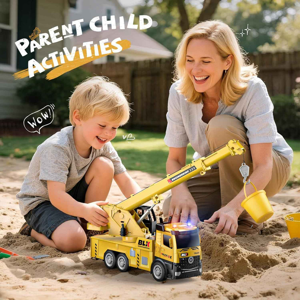 4pcs alloy construction truck toys, 9 inch light & sound vehicles for 2-4 year old boys, toddler kids gifts