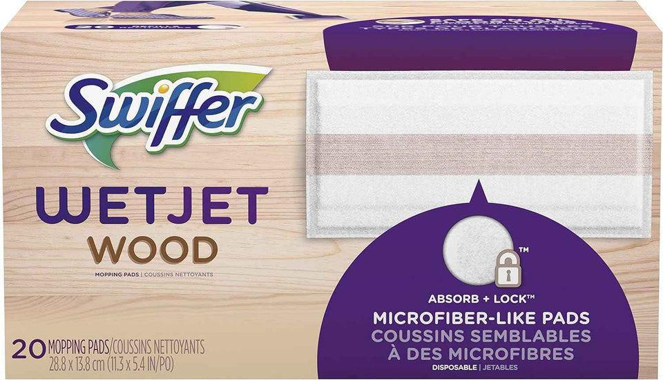Swiffer WetJet Hardwood Floor Cleaner Spray Mop Pad Refill, Bathroom Cleaning Supplies, Hardwood Floor Cleaner, Multi Surface, 24 Count