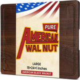 Heimlove walnut wood cutting board, natural, reversible, 24x18 inches, deep juice grooves, handles