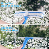 Mitclear Glass Cleaning Kit with Long Handle and Silicone Squeegee for Shower, Mirror, Door, and Car Windows