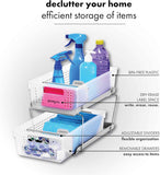 Madesmart 2-Tier Organizer for Kitchen Cabinets and Bathroom Sinks with Adjustable Dividers and Pull-Out Sliding Baskets
