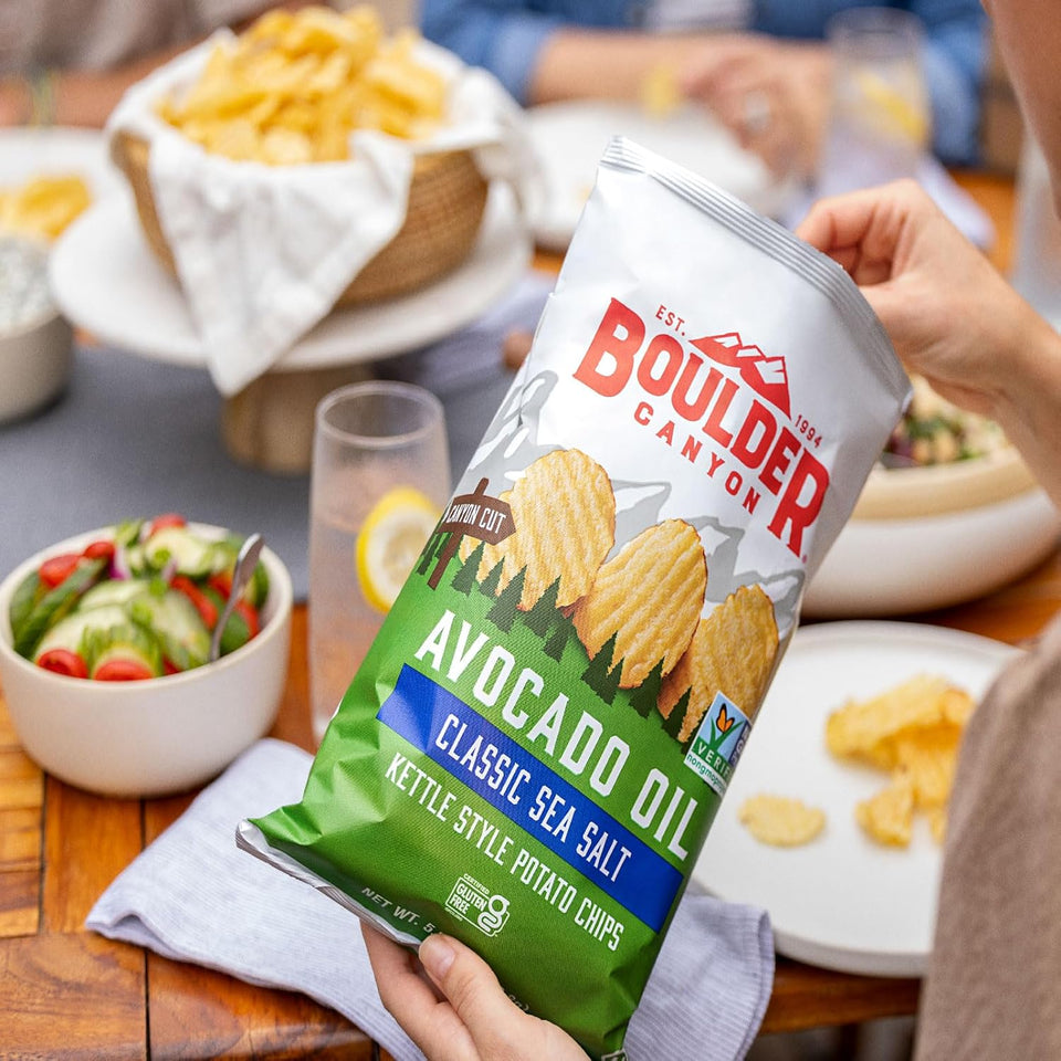 boulder canyon avocado oil kettle style potato chips 18 count variety pack gluten-free non-gmo