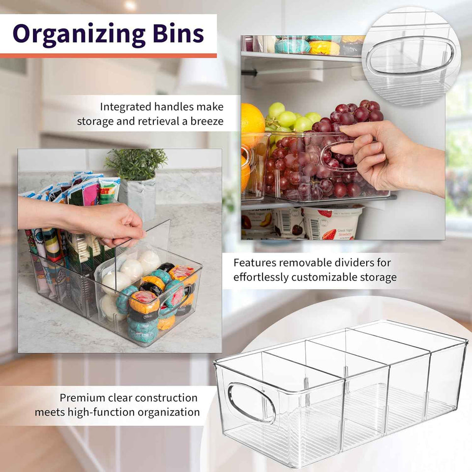 ClearSpace Plastic Pantry Organization and Storage Bins with Removable Dividers (2 Pack)