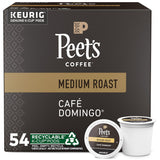 Peet's Café Domingo Medium Roast 100% Arabica Coffee Keurig K-Cup Pods, 54 Count, recyclable, compostable