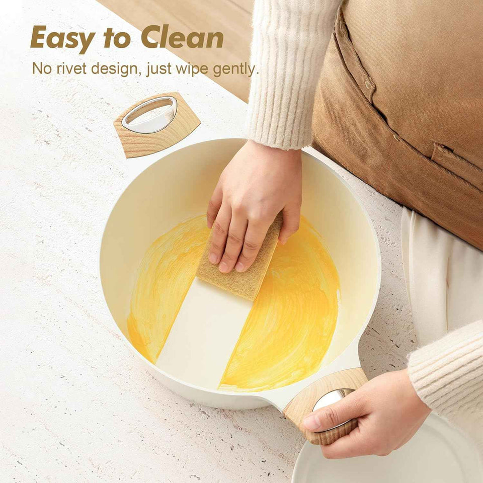SENSARTE Ceramic Nonstick Stock Pot with Lid, 2.6/4.5/6.6/8.5 QT, PFOA PFAS PTFE Free, Induction Compatible, White, Large Cooking
